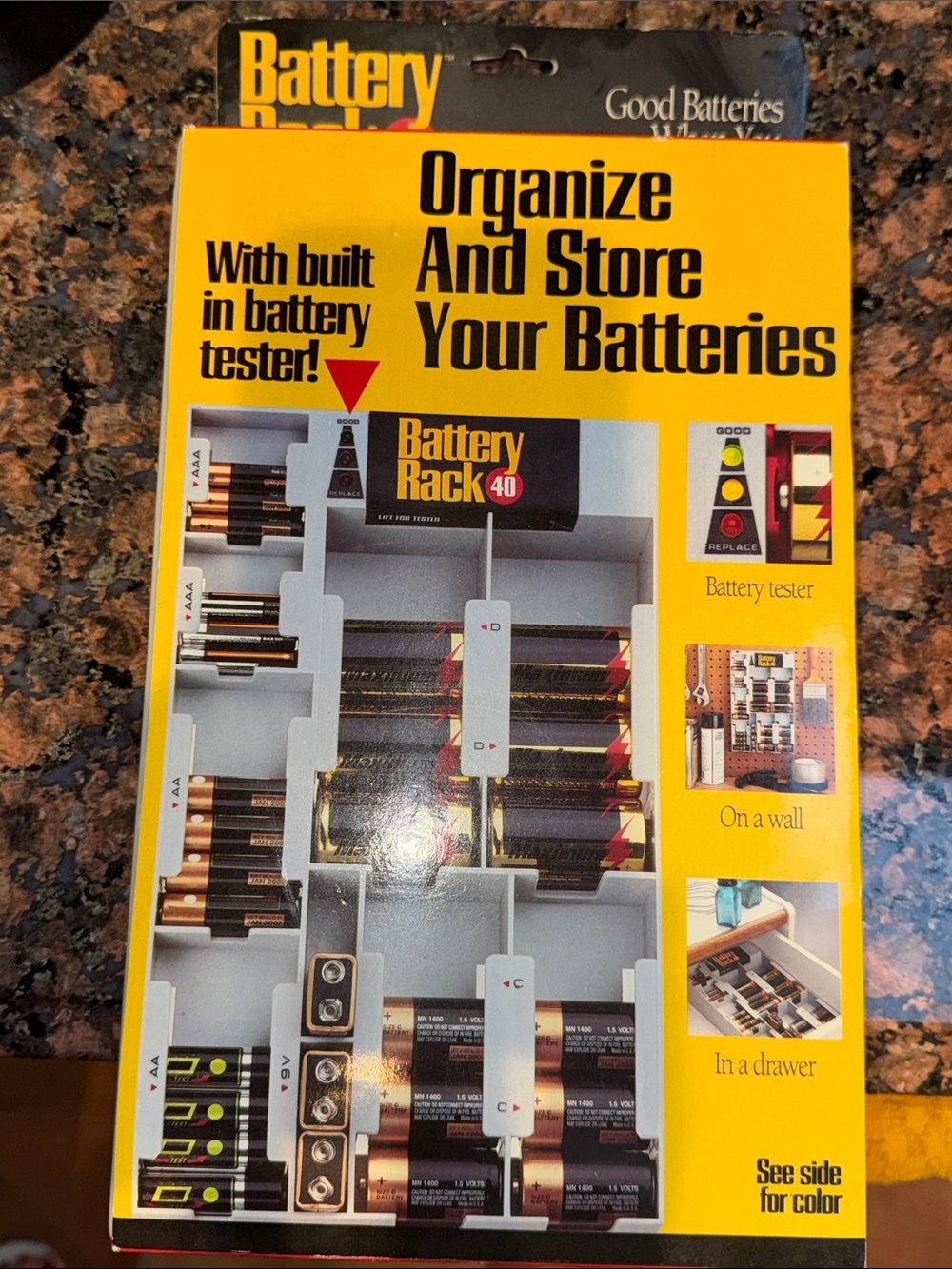 Brand New The Original Battery Rack 40, a wall-mountable or drawer-friendly orga